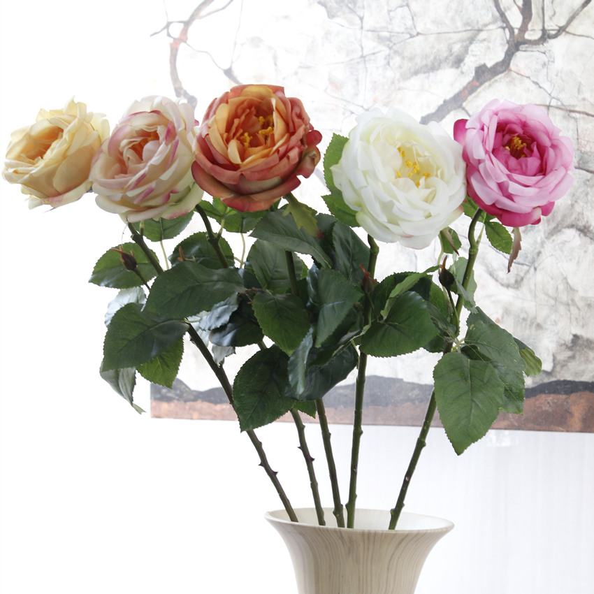 New real object shooting simulation flower single-head Royal British rose artificial flower wholesale in Yiwu high-end single-stem flower AF1099 Royal British rose pic 5