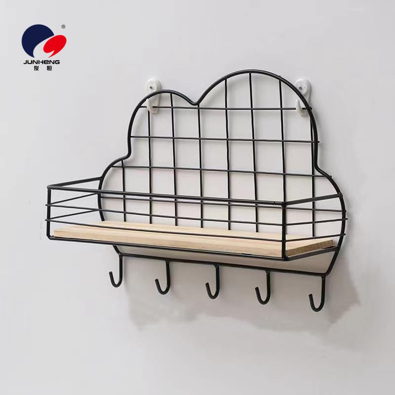 Nordic creative wall storage rack, no need for drilling, living room, bedroom wall, room, bedside wall-mounted decorative storage rack with hooks Specification image