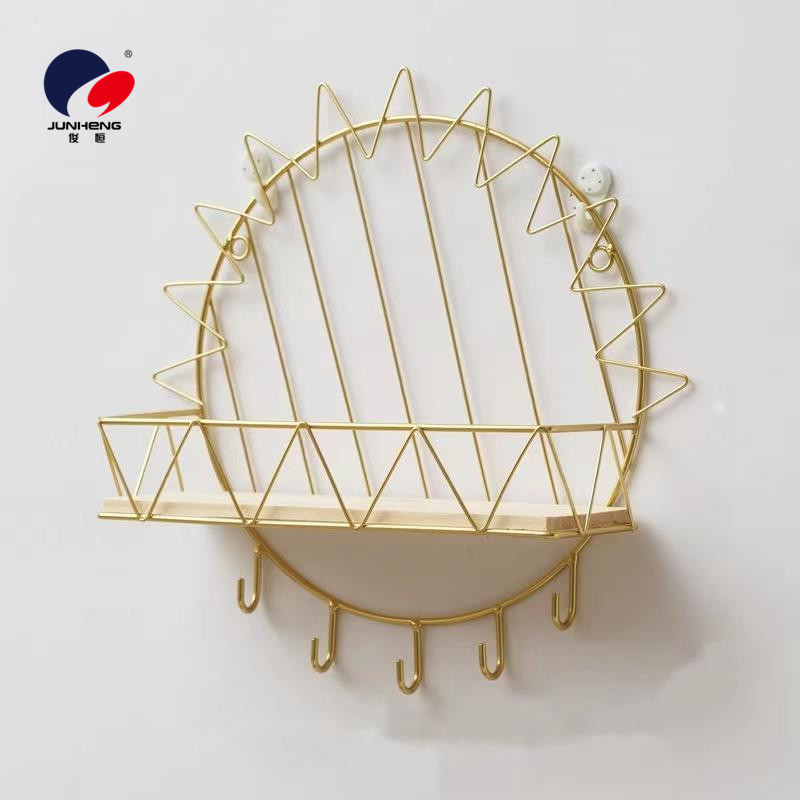 Nordic creative wall storage rack, no need for drilling, living room, bedroom wall, room, bedside wall-mounted decorative storage rack with hooks details Picture