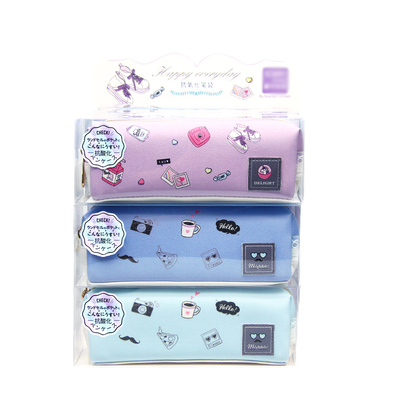 253908 Single zipper square small fresh pen bag full figure