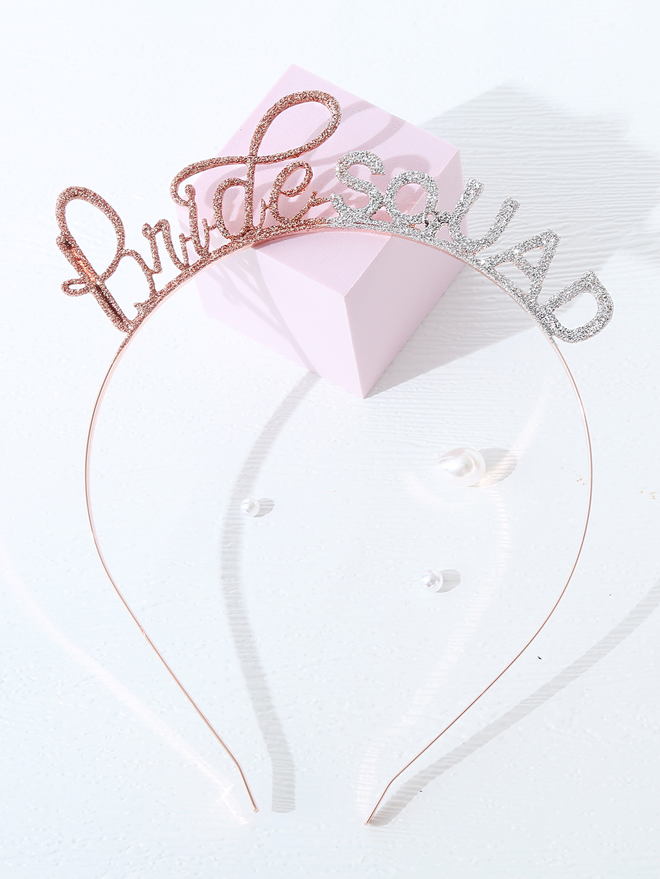 Bride Squad Zinc Alloy Glitter Gold Onion Powder English Letters Bridal Band Wedding Party Hair Accessories Item Picture