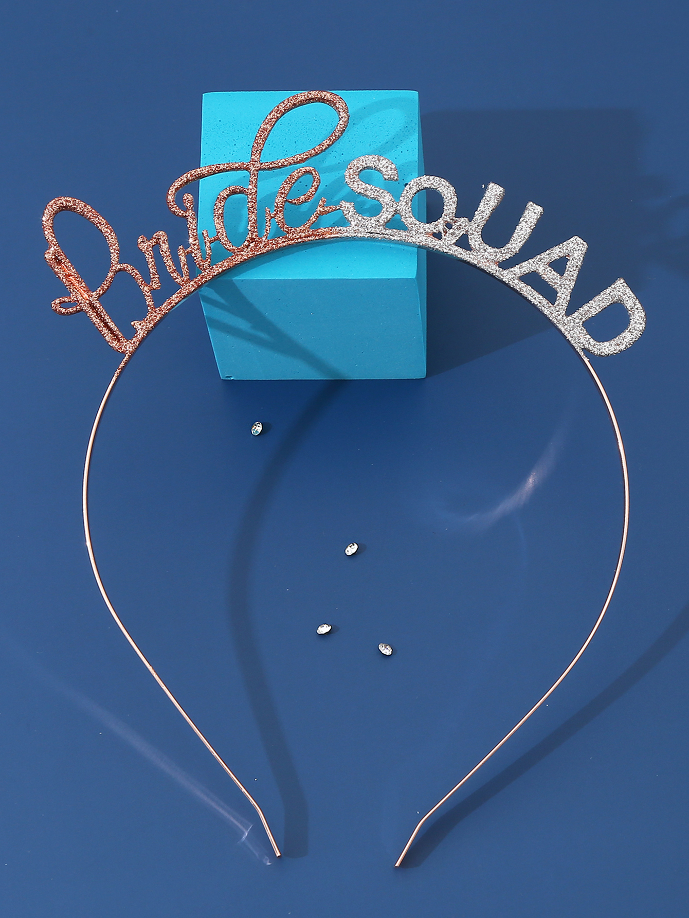 Bride Squad Zinc Alloy Glitter Gold Onion Powder English Letters Bridal Band Wedding Party Hair Accessories Specification drawing
