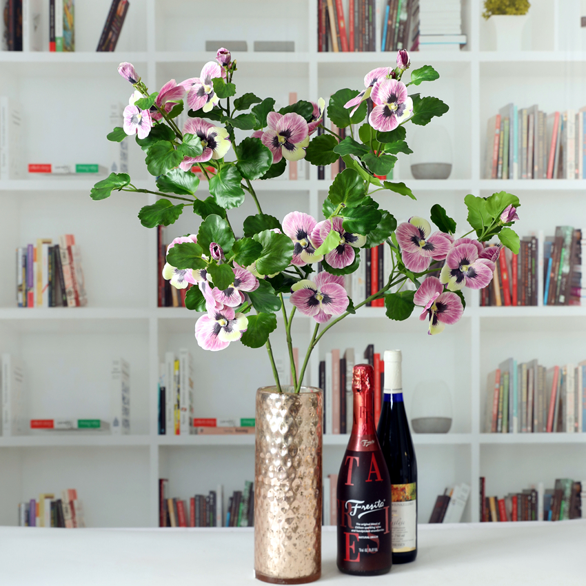Artificial flower 3D adhesive tape pansy artificial flower long branch countertop flower home decoration model room arrangement Cat face flower PG8093 Pansy pic 1