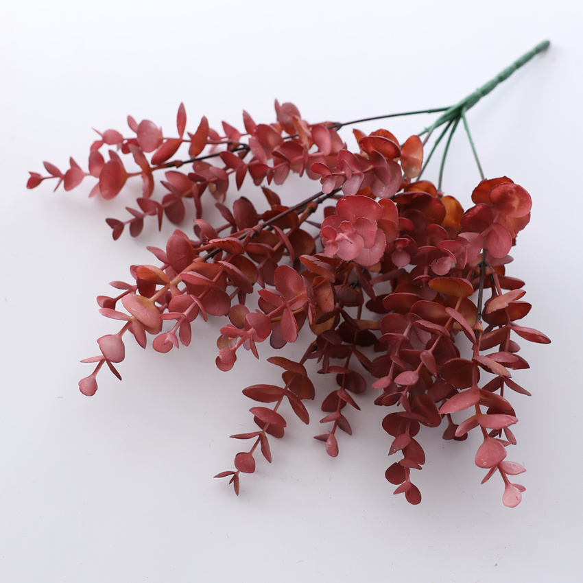 仿真花塑胶尤加利小支7叉金钱叶 家居装饰场景布置婚庆商场布置 HT1929详情4