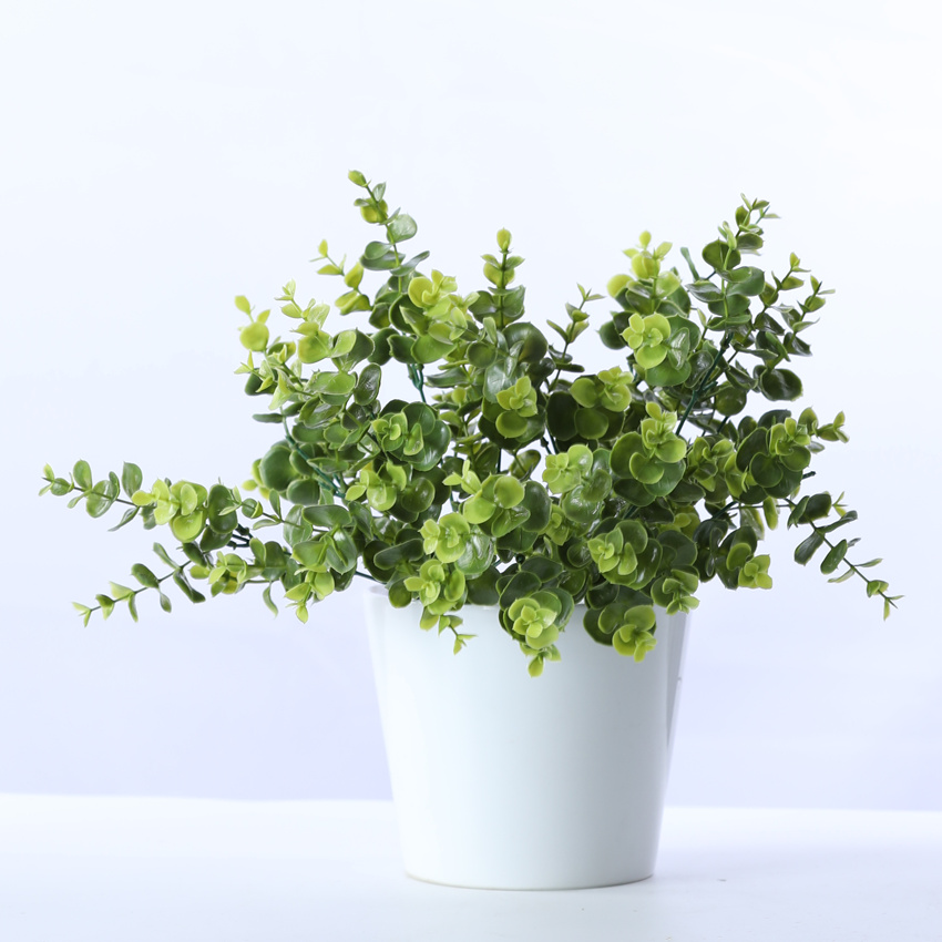 仿真花塑胶尤加利小支7叉金钱叶 家居装饰场景布置婚庆商场布置 HT1929详情1