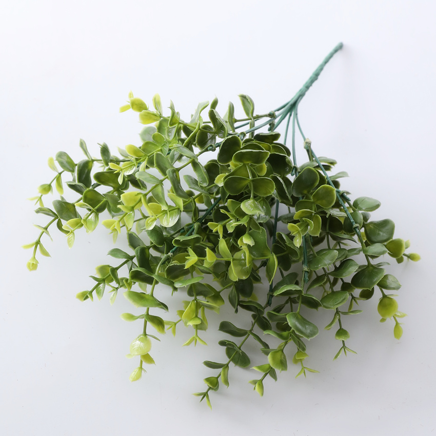 仿真花塑胶尤加利小支7叉金钱叶 家居装饰场景布置婚庆商场布置 HT1929详情2