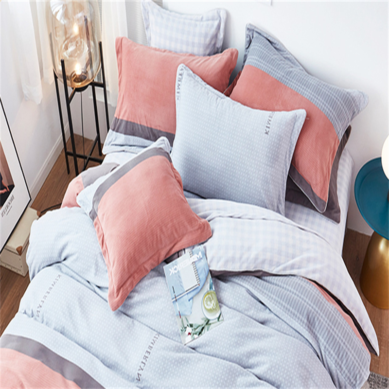 Four warm double sided coral fleece flannel bed with fleece sheets