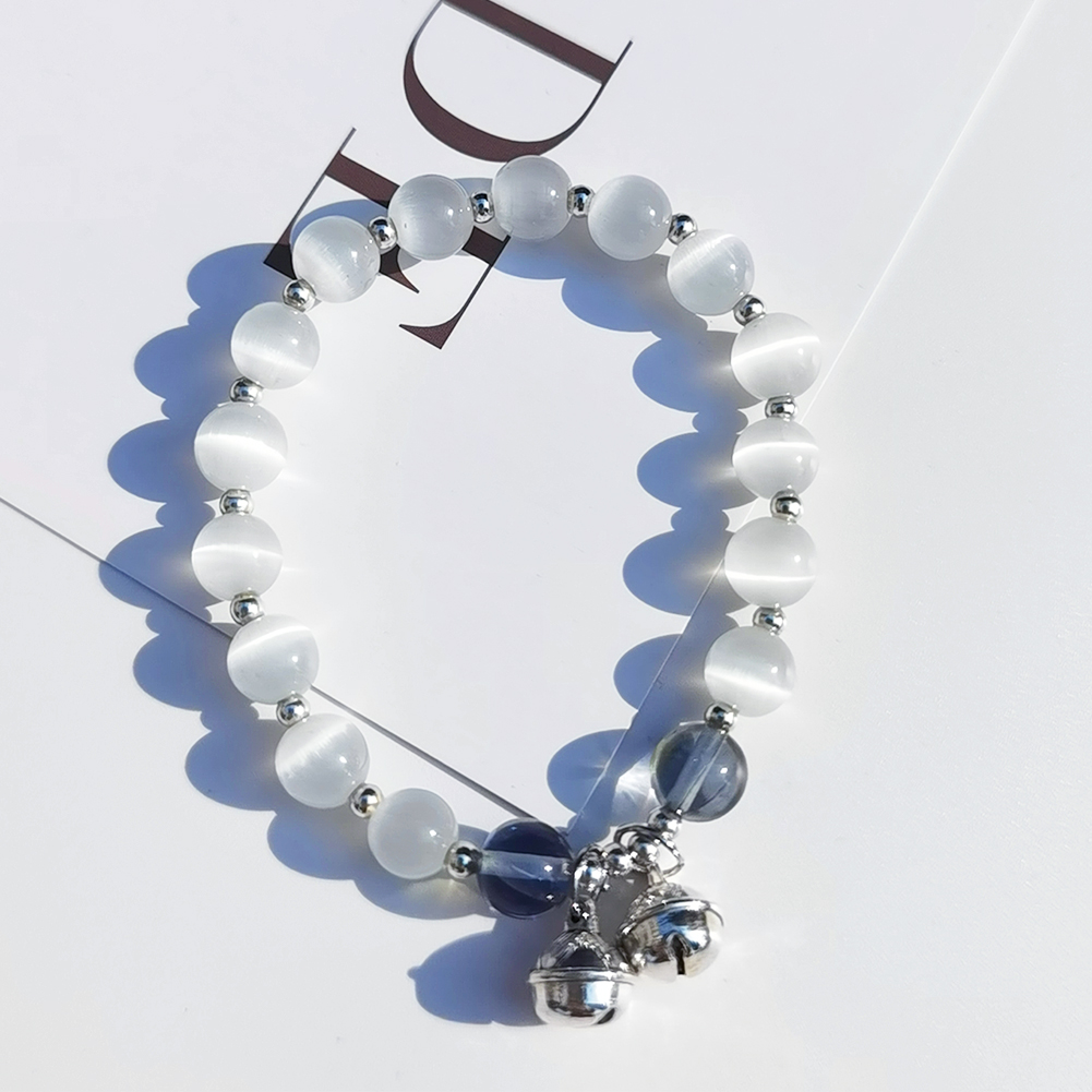 天然猫眼石水晶手链带铃铛一步一响网红爆款浪漫小清新ins风串珠手链闺蜜生日礼物详情3