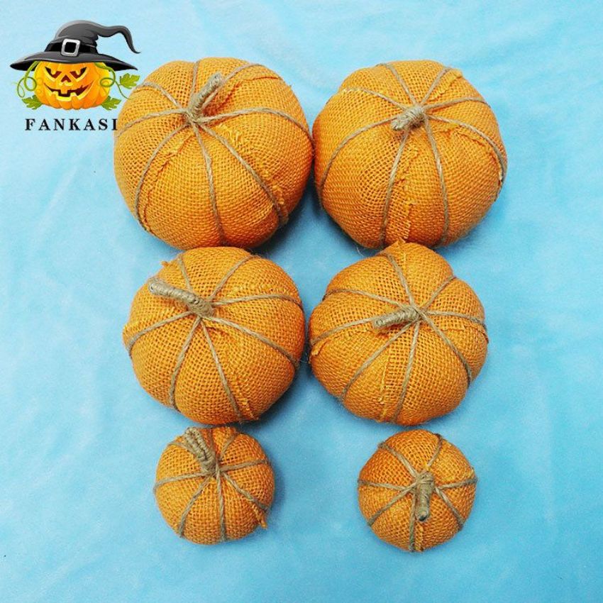 Halloween decorations small pumpkin foam linen pumpkin realistic pumpkin Halloween scene layout thumbnail