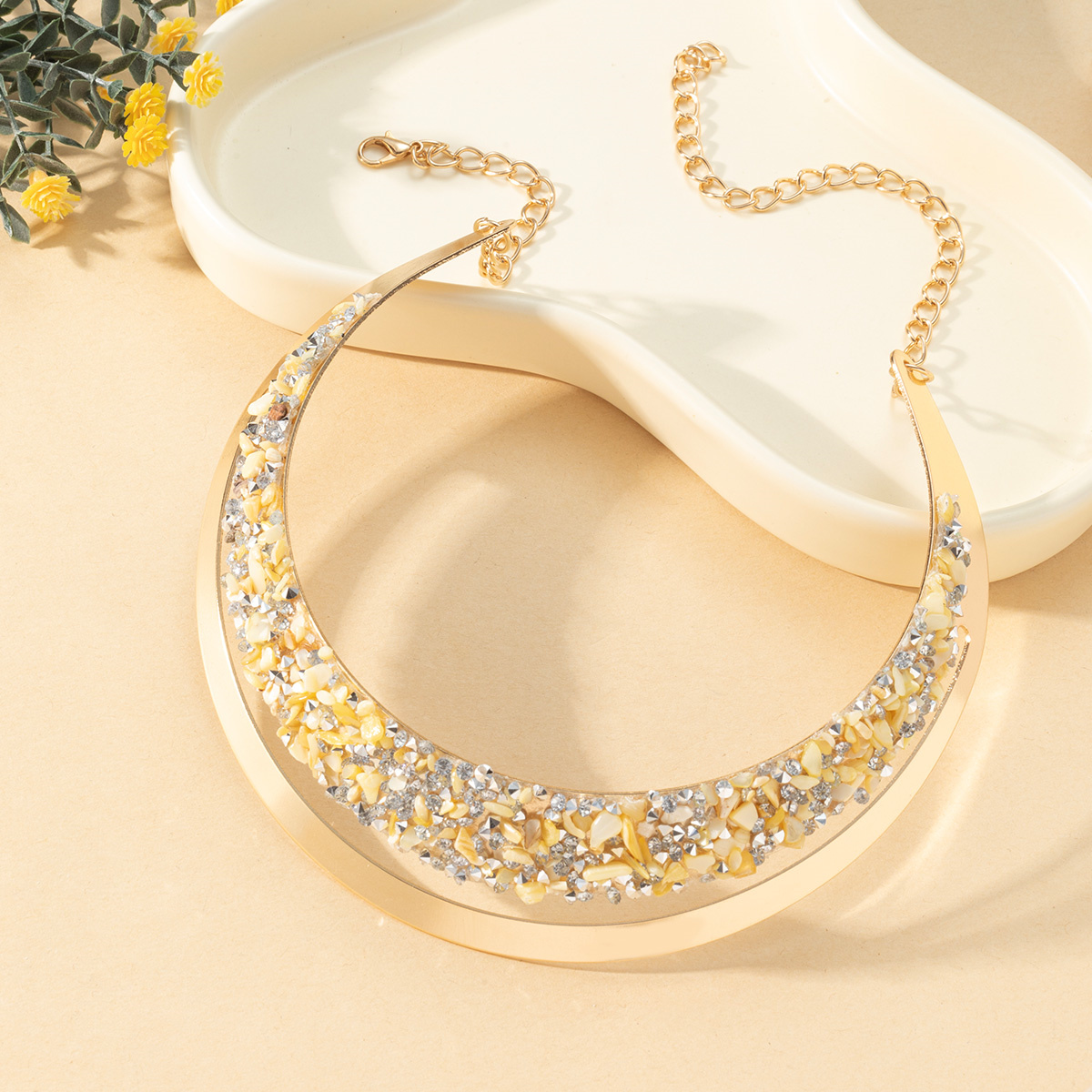 European and American fashion lady raw stone collar thumbnail