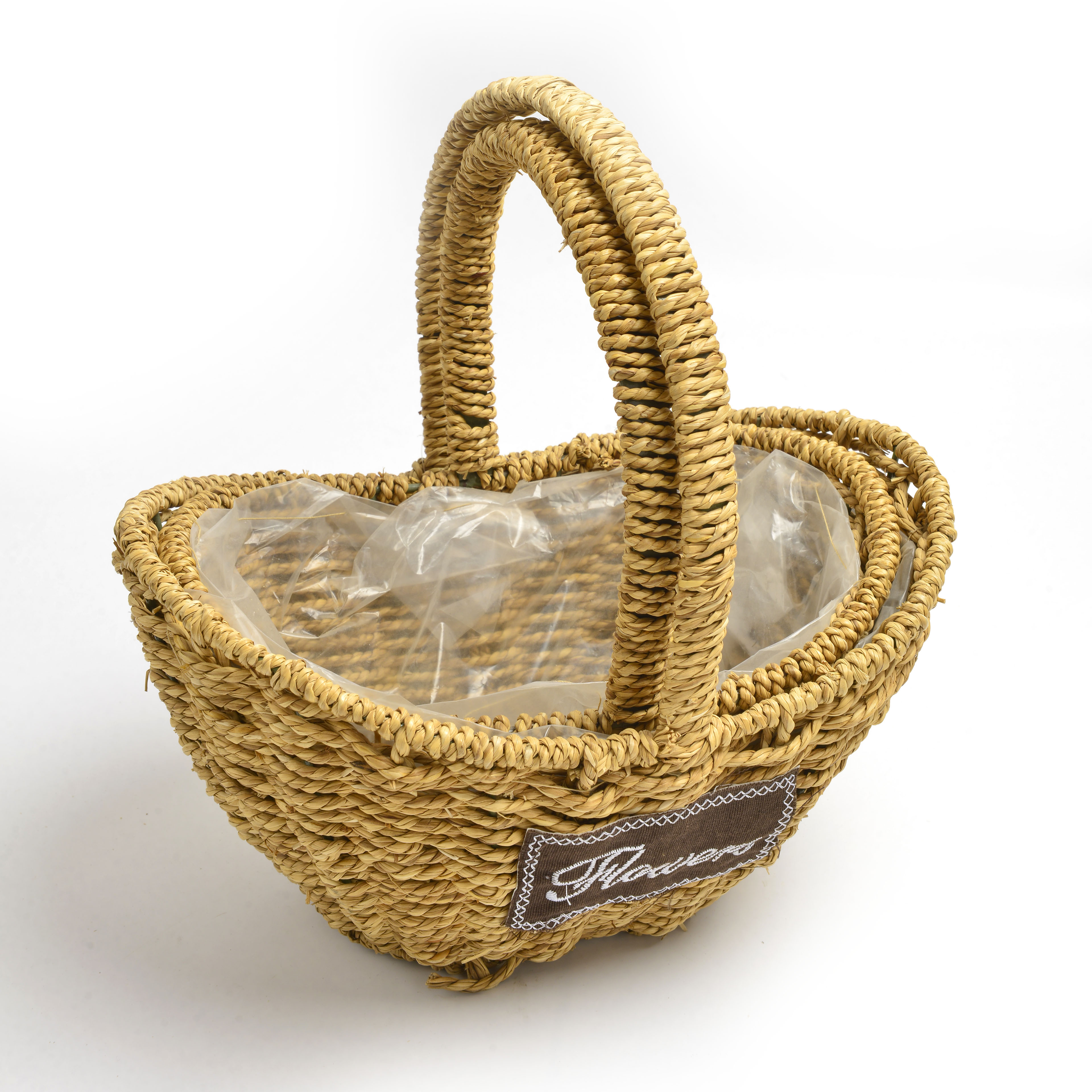 2022 new boat shape bamboo-woven floral basket with alphabet thumbnail
