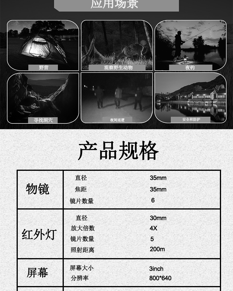 ZYH40X large-screen dual-tube digital night vision device, all-black high-definition infrared night vision telescope, outdoor reconnaissance night vision device pic 7