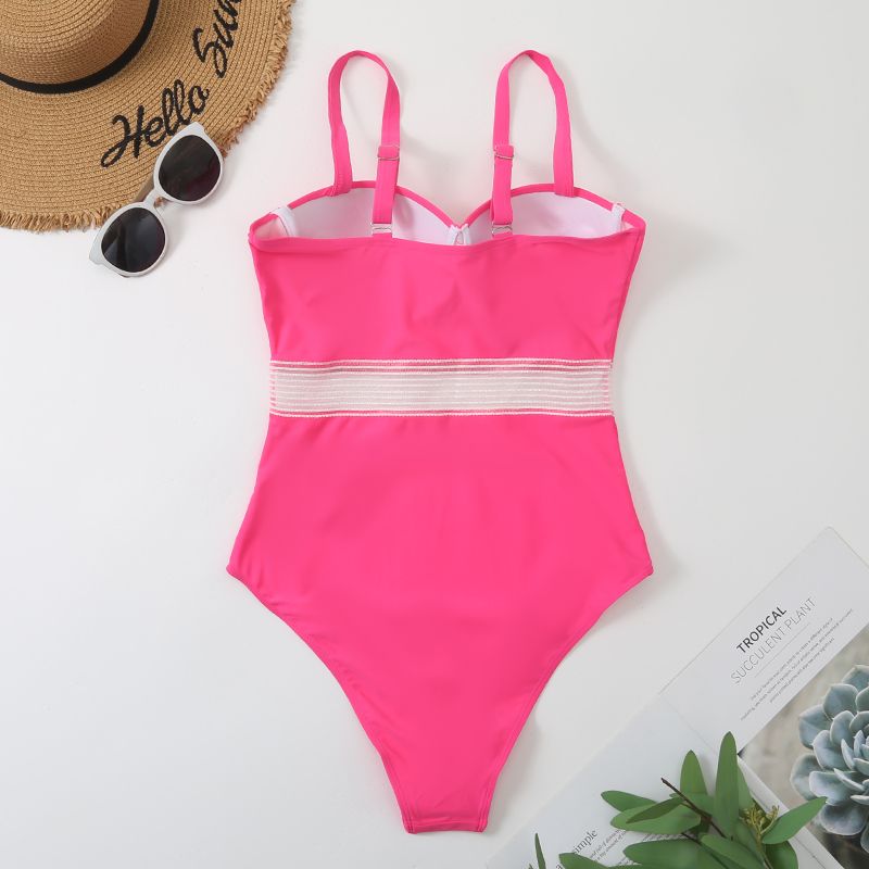 [Factory Direct Sales] 2022 New Sports One-Piece Swimsuit Female Sense European And American Solid Color High Waist Swimsuit Foreign Trade Bikini Amazon Cross-Border Bikini Cover Swimsuit Outside The Single Manufacturer Wholesale details Picture