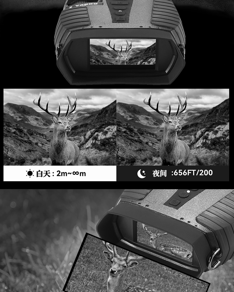 ZYH40X large-screen dual-tube digital night vision device, all-black high-definition infrared night vision telescope, outdoor reconnaissance night vision device pic 4