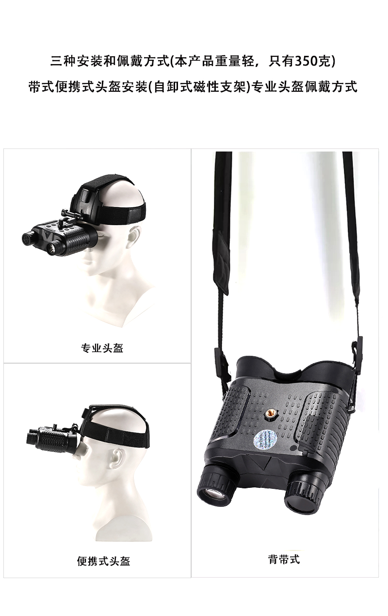 ZIYOUHU NV8160 all-black high-definition infrared night vision device, wearing a single soldier helmet for night photography pic 13