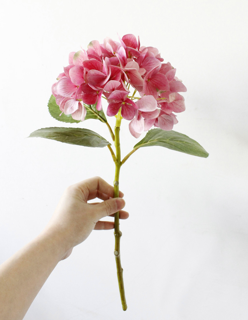 New 3D color hydrangea artificial flower, mid-to-high-end artificial flower, wedding hydrangea flower arrangement, home decoration, 3-leaf silk flower L1700 pic 3