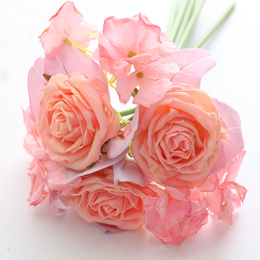 Artificial flower moisturizing rose hydrangea bouquet, artificial flower home decoration cross-border bouquet edge rose wedding hand bouquet HD746 pic 7