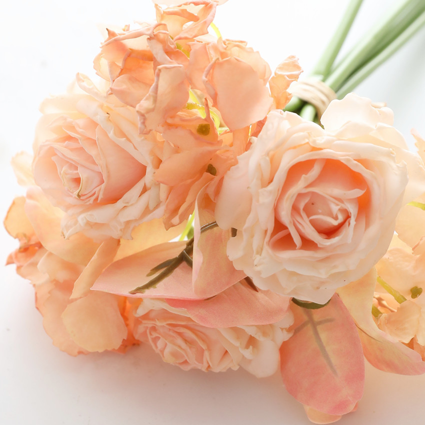 Artificial flower moisturizing rose hydrangea bouquet, artificial flower home decoration cross-border bouquet edge rose wedding hand bouquet HD746 pic 4
