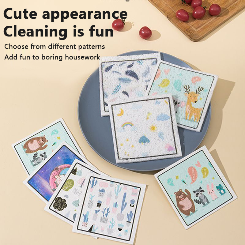 Wood pulp cotton dishcloth kitchen absorbent, oil-proof, decontamination 100 cleaning cloth doilies compressed wood pulp sponge dishcloth thumbnail