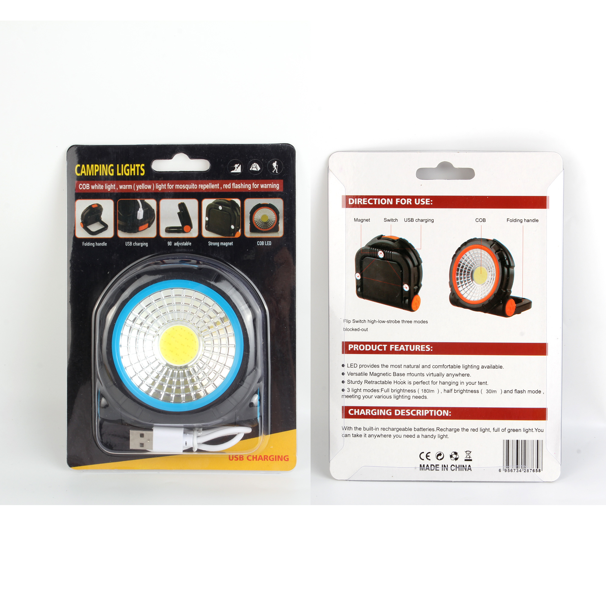 USB charging magnetic emergency light, handheld auto repair work light, ultra-bright outdoor lighting, emergency camping light cob Application Scenario