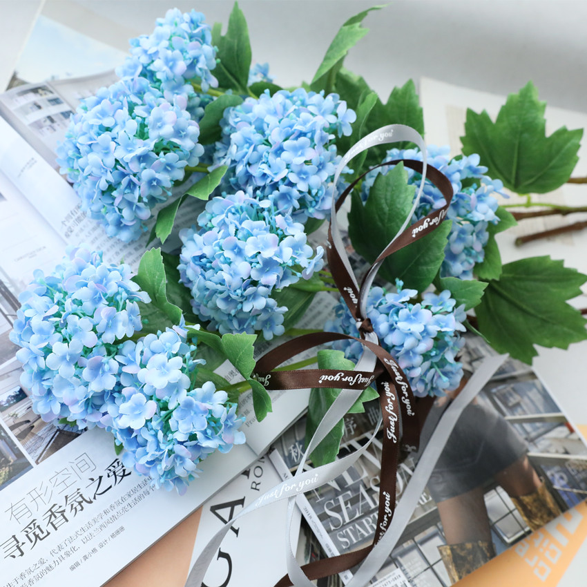 Artificial hydrangea, silk flower, 3 snowballs, artificial flower pods, home decoration, high-end hydrangea, wedding decoration, tree planting L1969 pic 4