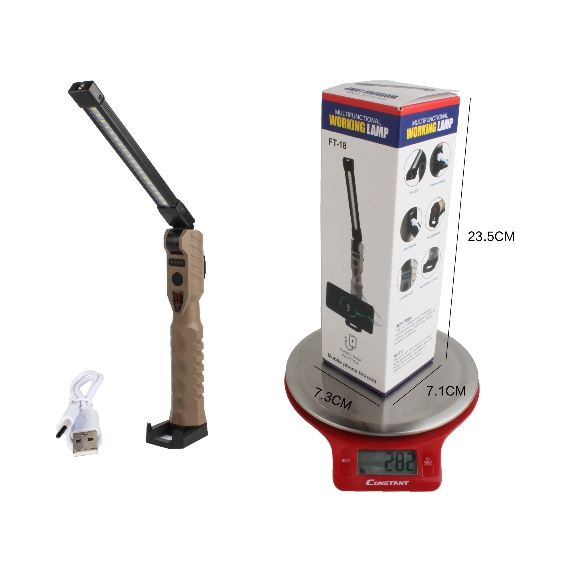 type-c Rechargeable magnetic emergency light, handheld auto repair work light, Ultra-bright outdoor lighting, emergency camping Light cob Specification image