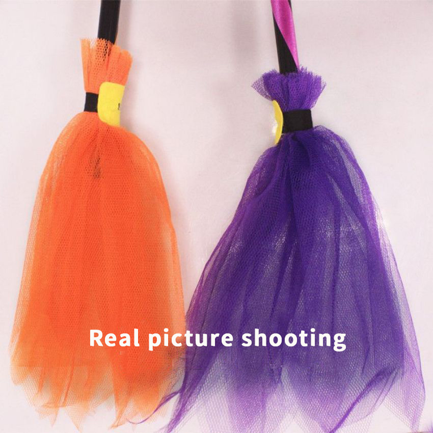 Halloween decoration stage costume party props perform colorful brooms witch Harry Potter magic brooms thumbnail