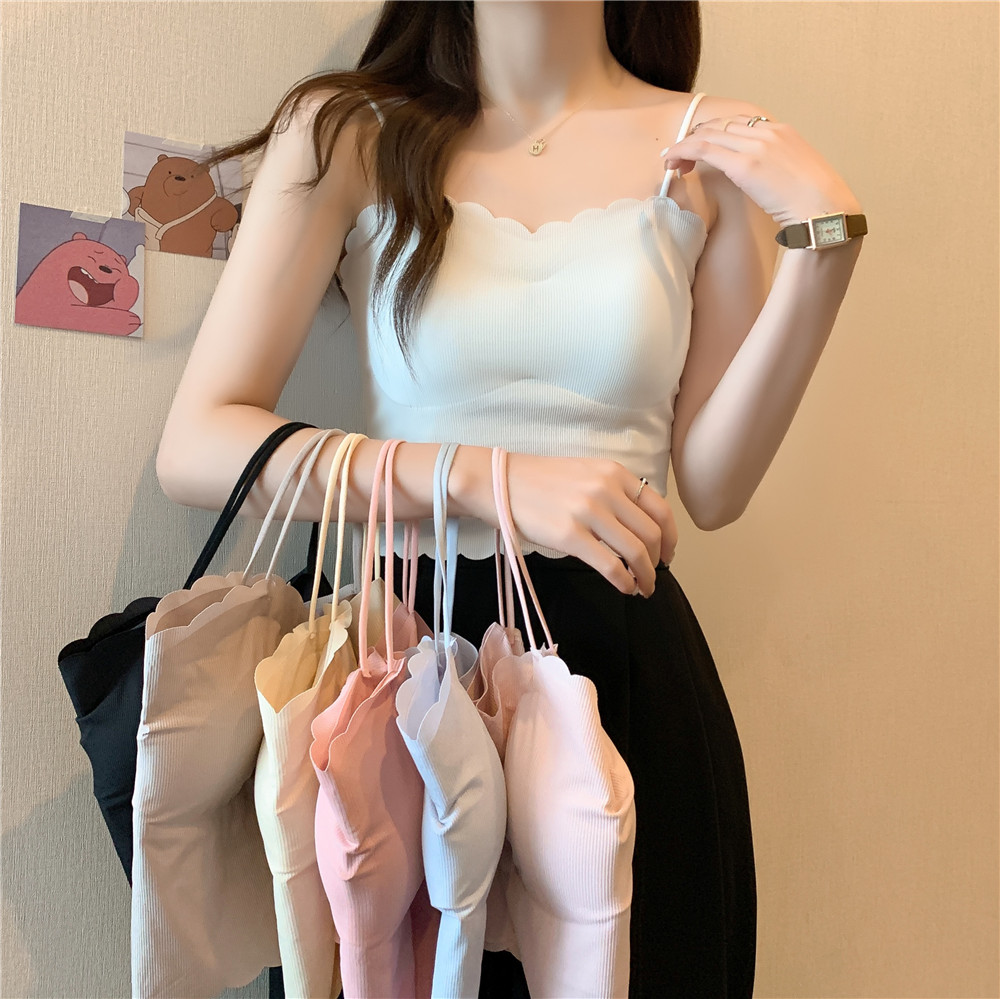 French CHIC SUPER FIRE SMALL VEST WEARS FEMALE MONEY SUMMER TO TAKE BOSOM PAD TO WIPE BOSOM UNDERWEAR ONE BODY BEAUTY BACK SMALL CONCORD JACKET thumbnail