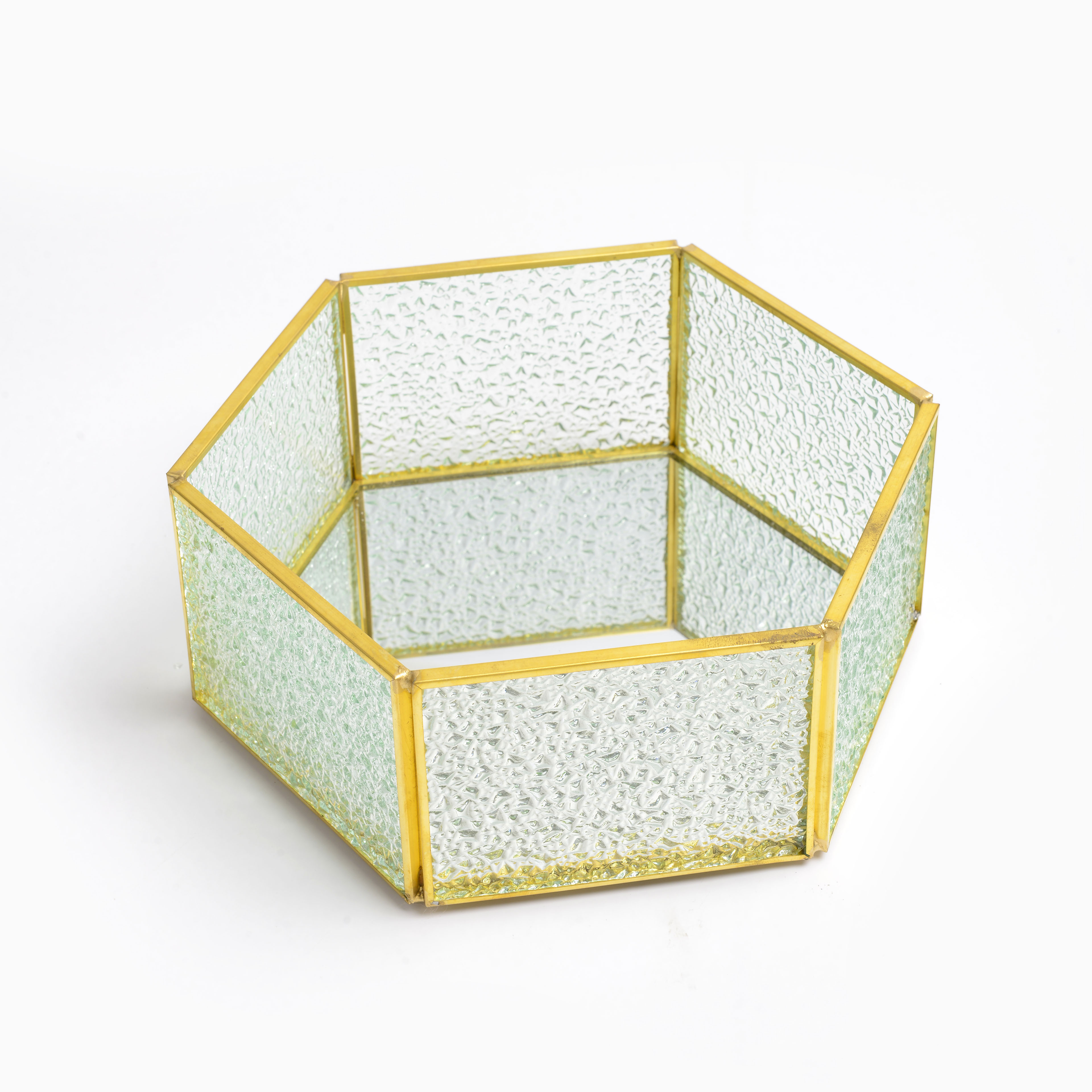 2022 new net popular simple household glass storage tray hexagonal without cover thumbnail