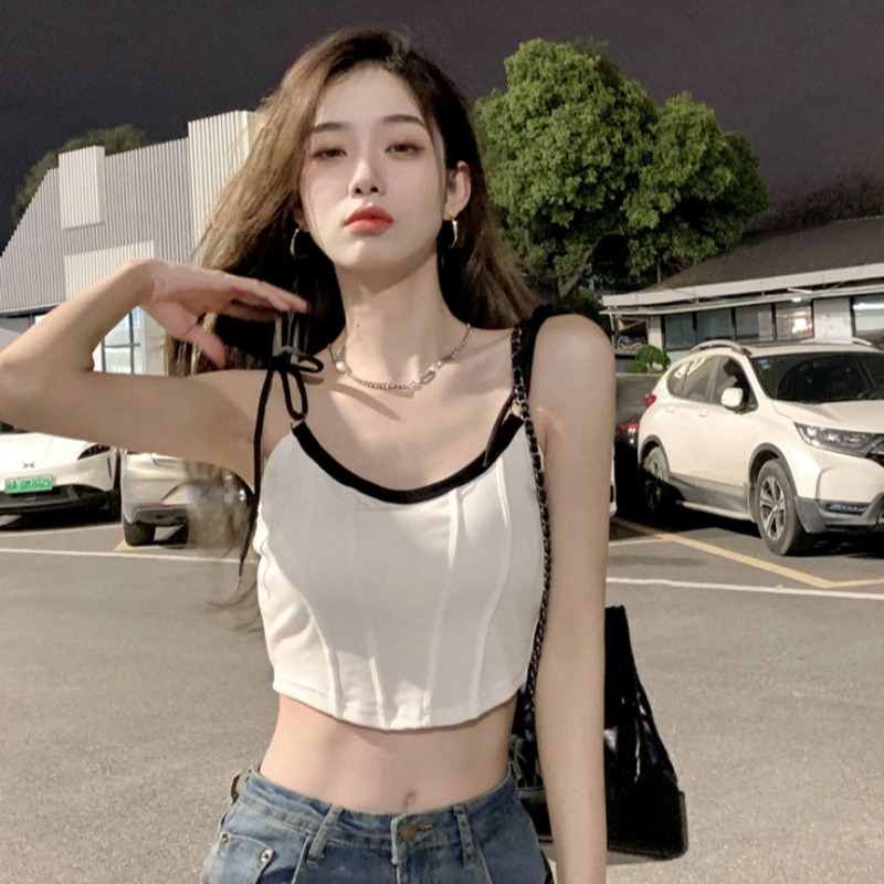 Condole vest female design sense small outside wear short style inside with irregular lacing sweet hot bottom top thumbnail