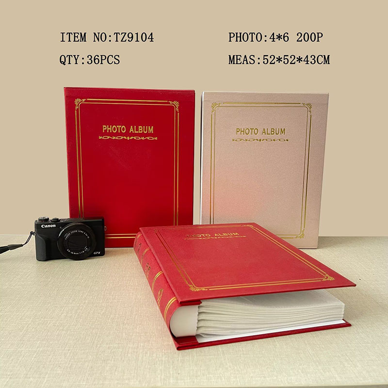 High-end faux leather gold-embossed photo album, 6-inch large, 200 photo albums, family photo album, photo book with insert pages, baby record Specification image