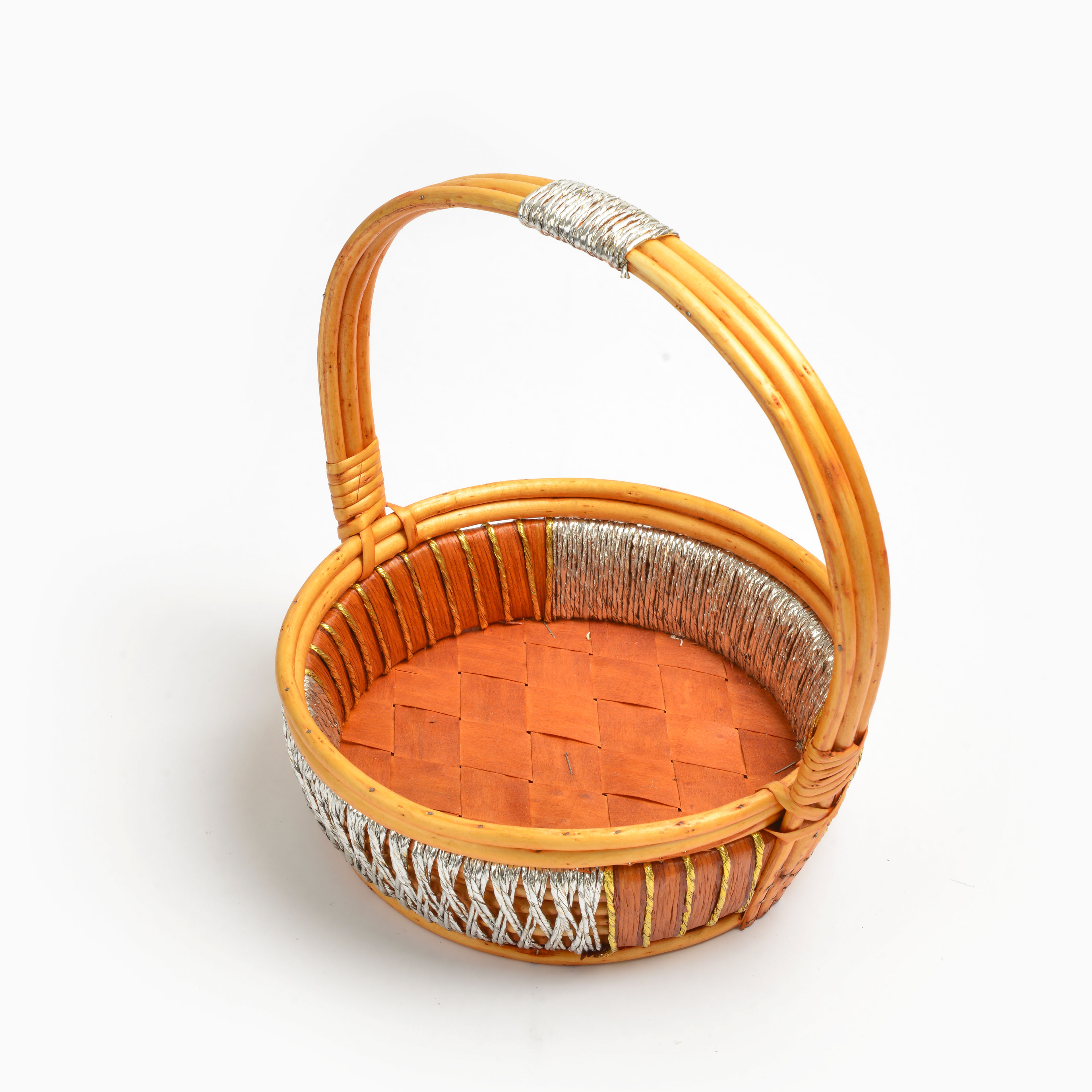 2022 New Network Celebrity Round Bamboo Woven Flower Basket Item Picture