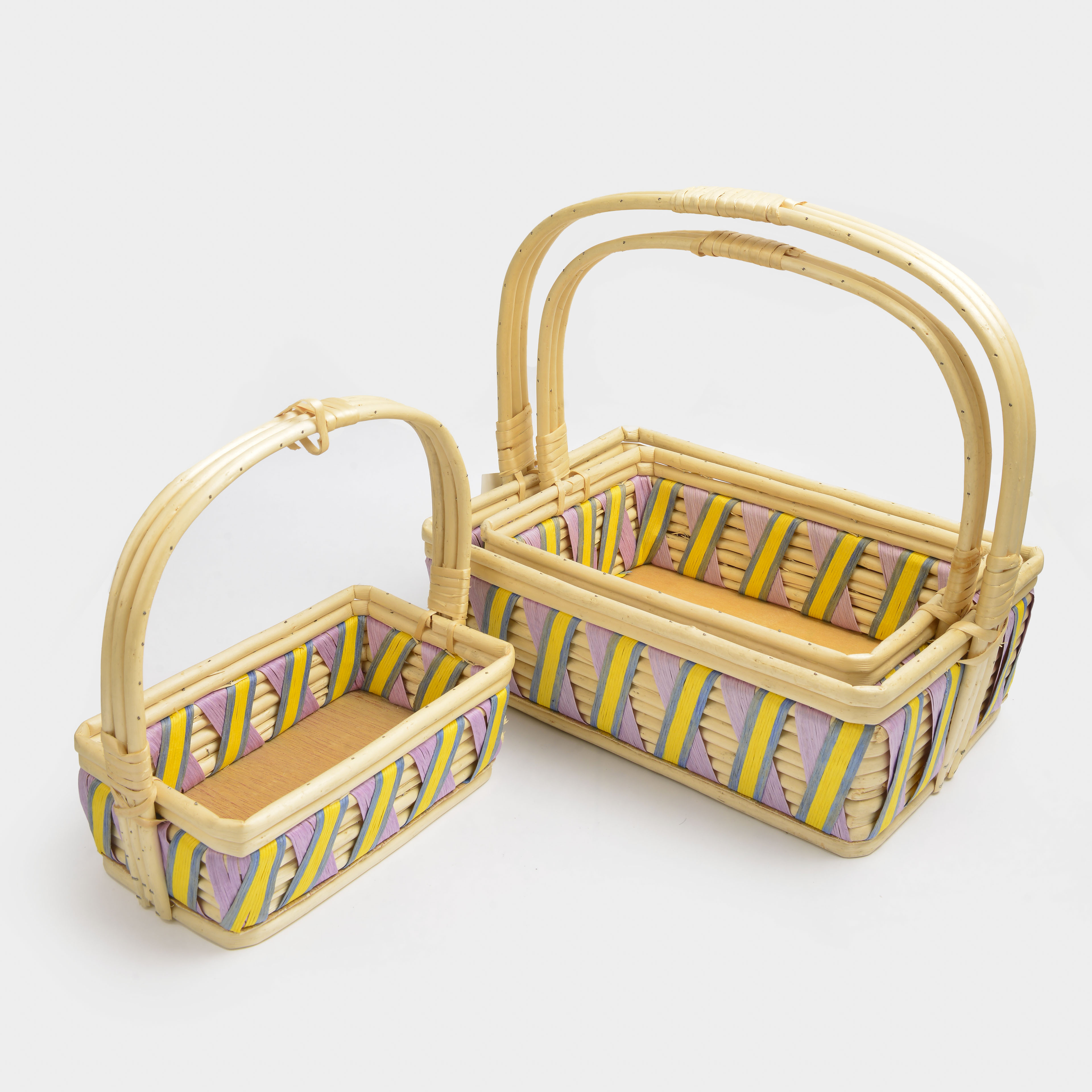In 2022, the new Internet hit rectangular bamboo woven flower basket striped color thumbnail