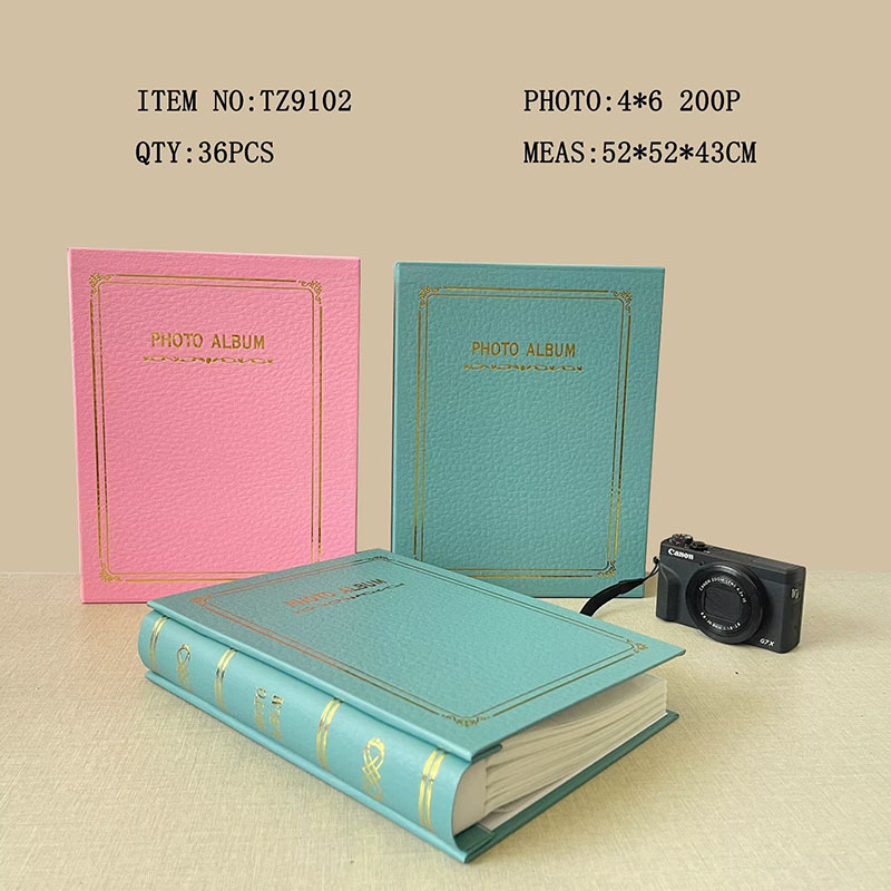 High-end faux leather gold-embossed photo album, 6-inch large, 200 photo albums, family photo album, photo book with insert pages, baby record details Picture