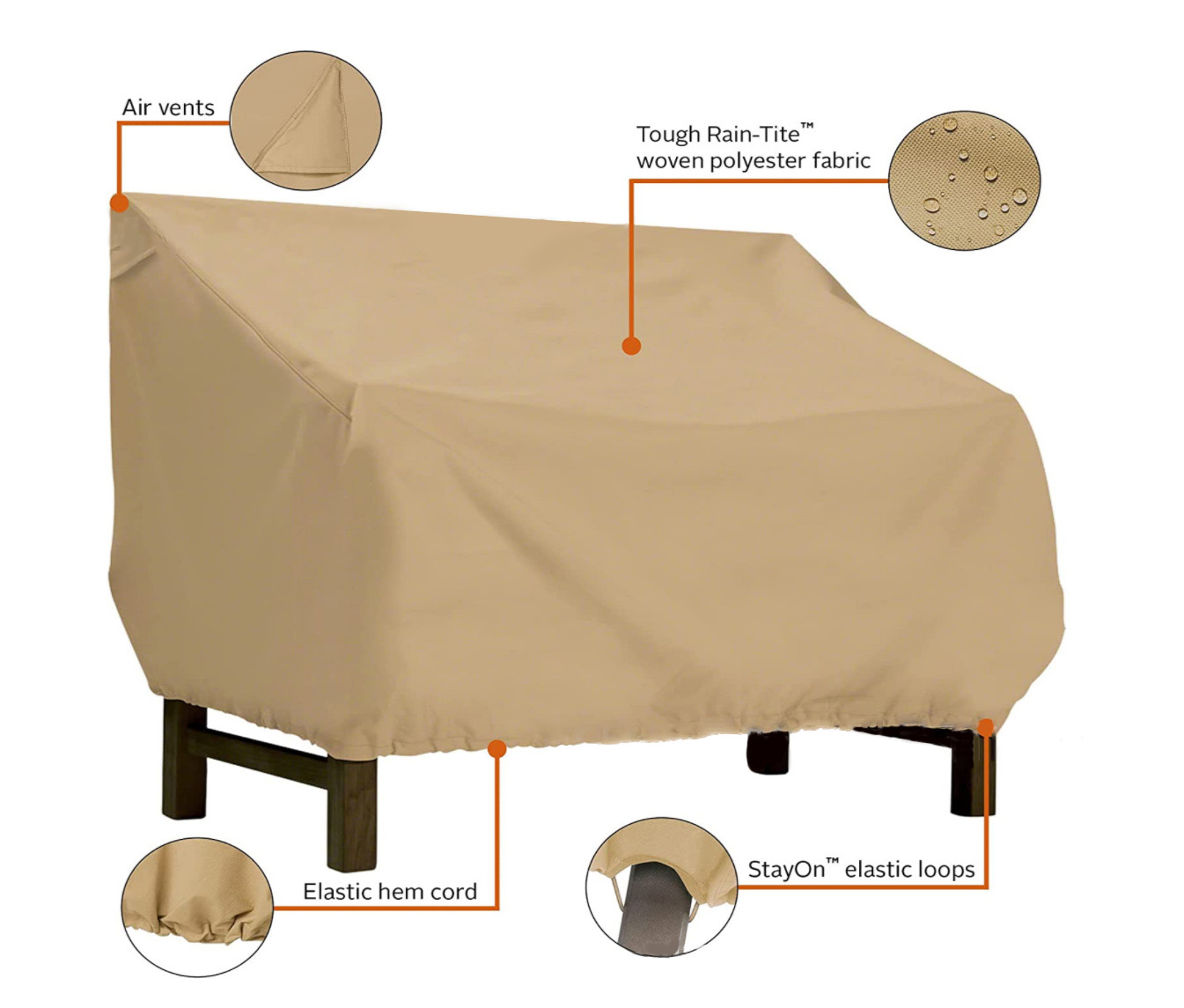 跨境热卖亚马逊沙发罩 420涂银长凳罩子 防水耐用厚重75英寸庭院椅子罩详情2