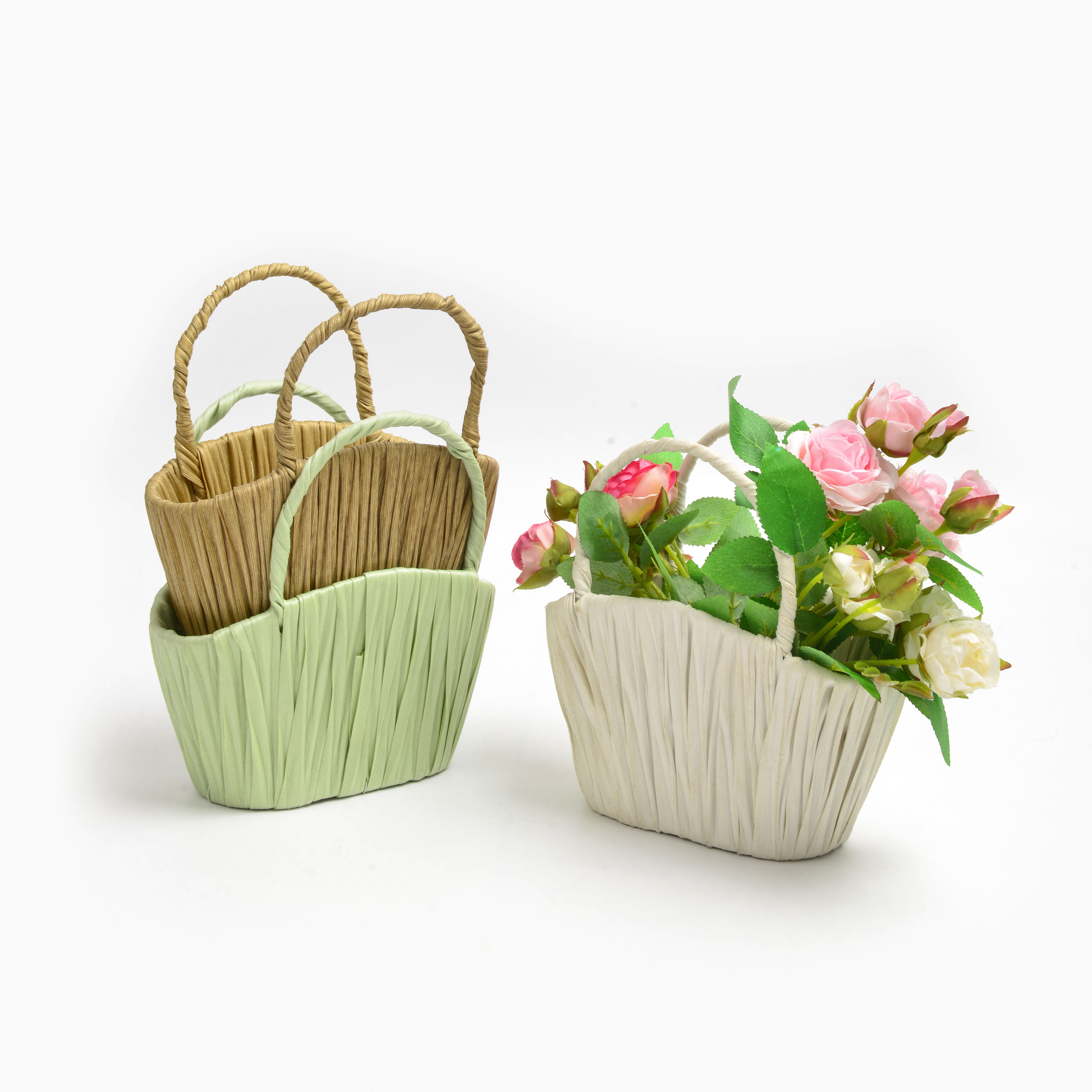 2022 new multi-color hand-woven flower basket 2 thumbnail