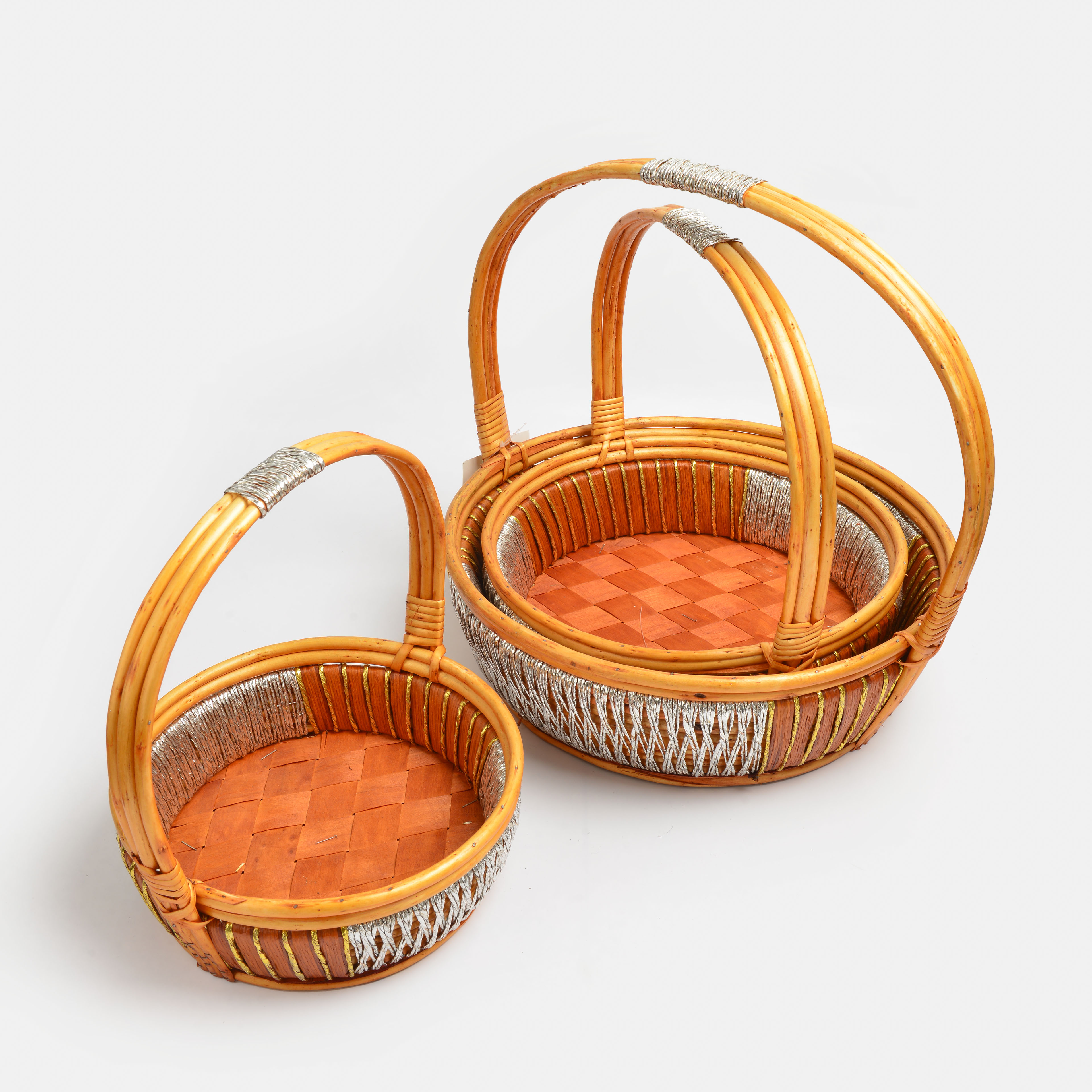 2022 New Network Celebrity Round Bamboo Woven Flower Basket