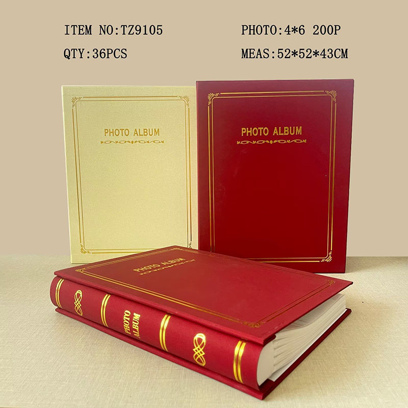 High-end faux leather gold-embossed photo album, 6-inch large, 200 photo albums, family photo album, photo book with insert pages, baby record Item Picture
