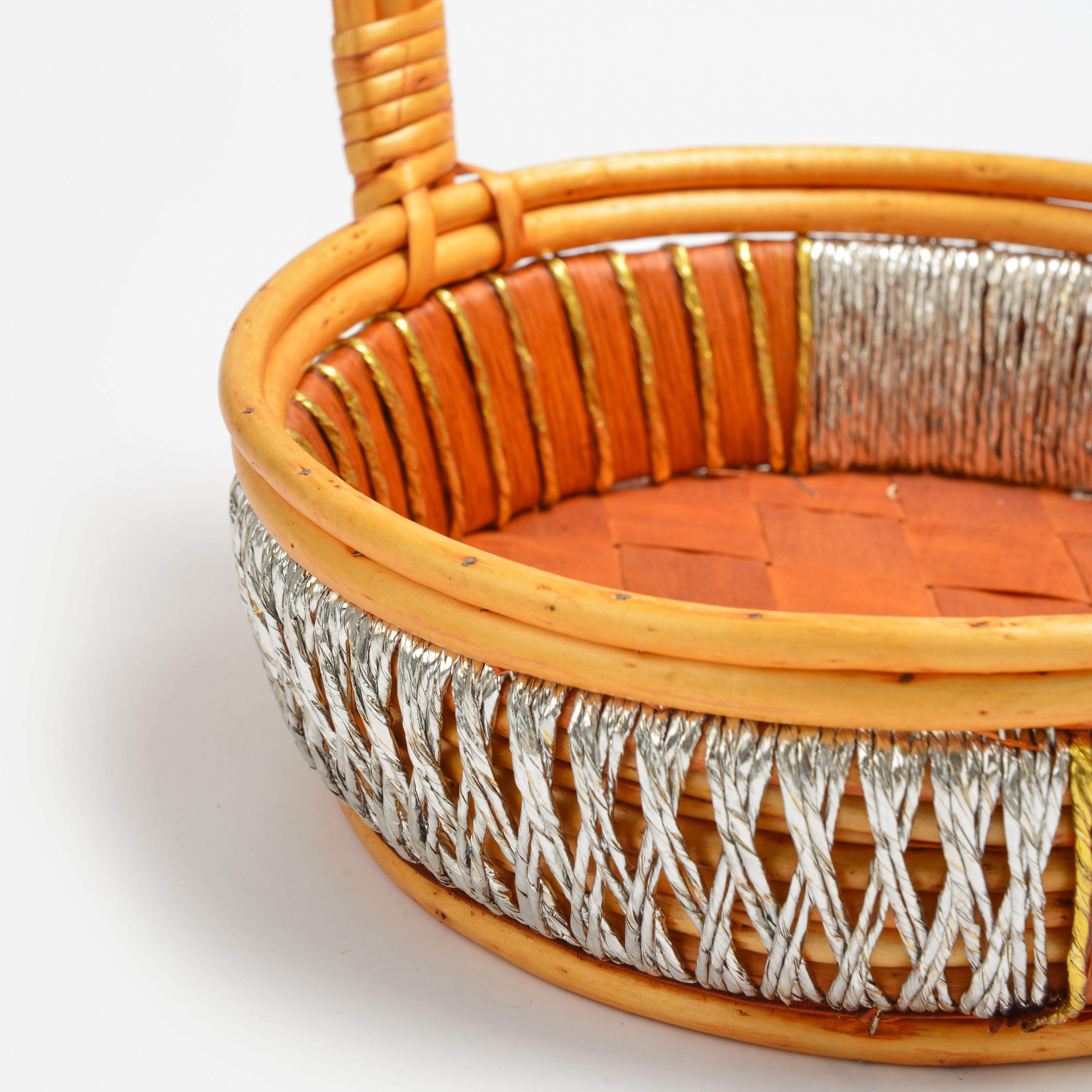 2022 New Network Celebrity Round Bamboo Woven Flower Basket details Picture