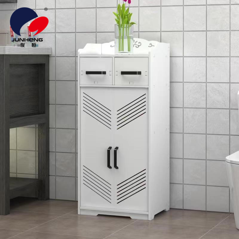 浴室置物架落地式洗手间夹鏠窄小马桶边柜放收纳柜子卫生间储物柜图