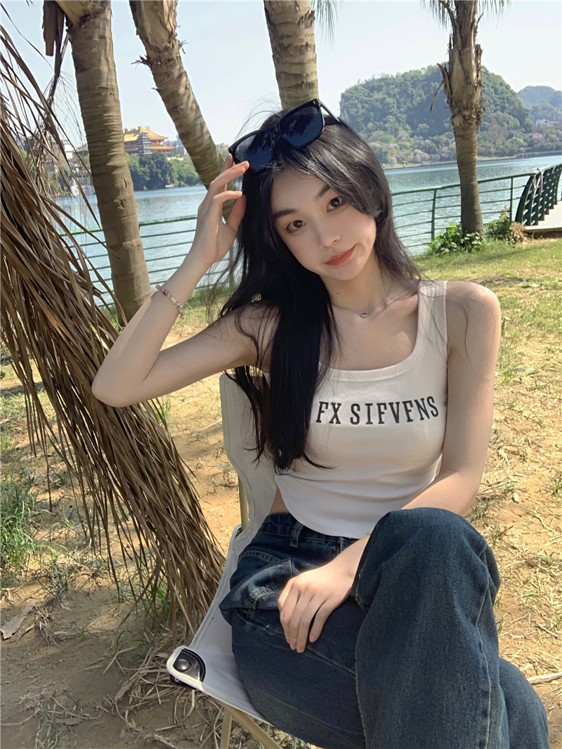 美式运动白色吊带小背心女夏季辣妹纯欲无袖紧身显瘦内搭上衣外穿详情9