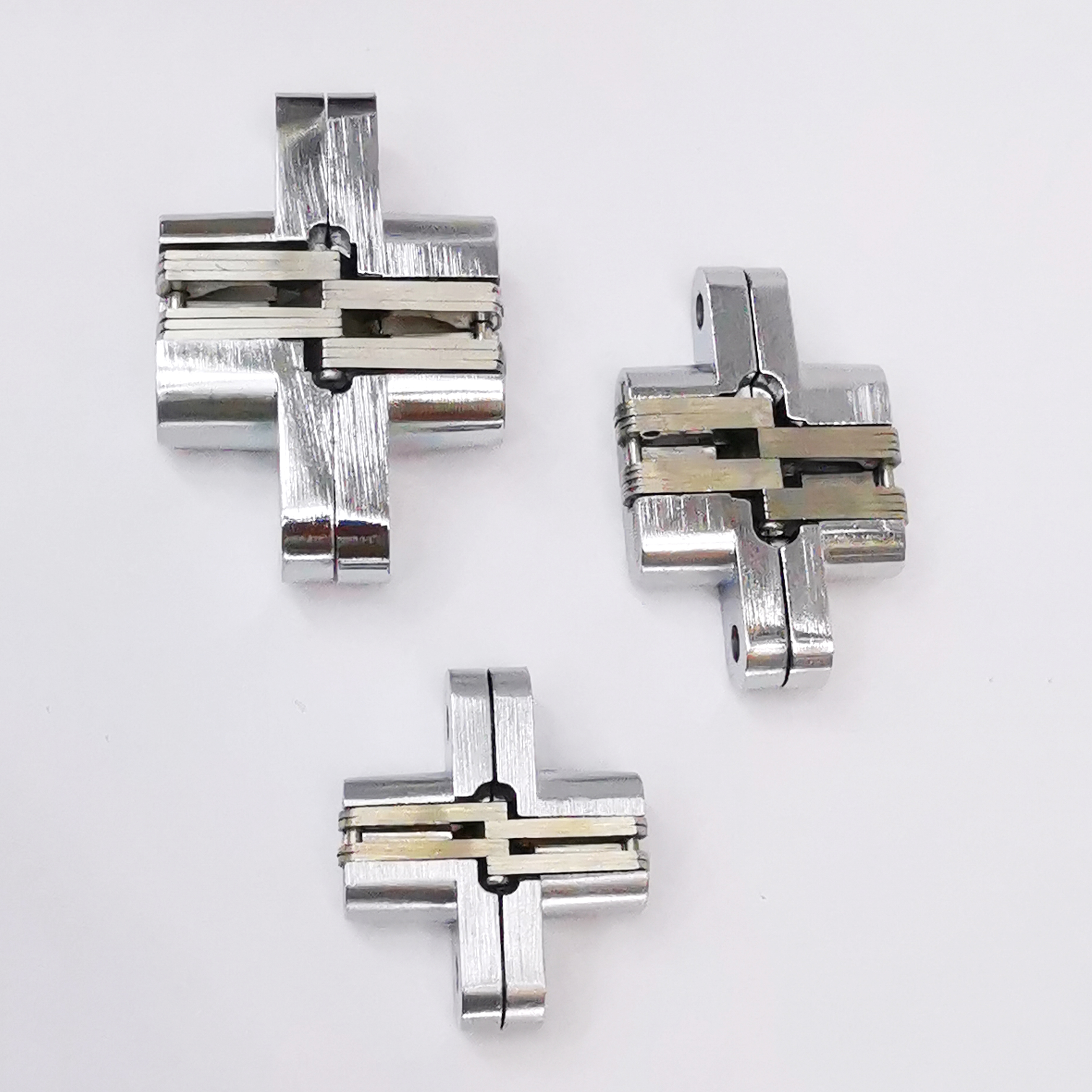 Zinc-alloy cross hinge hidden hinge hidden European folding door hinge large, medium and small dark hinge details Picture