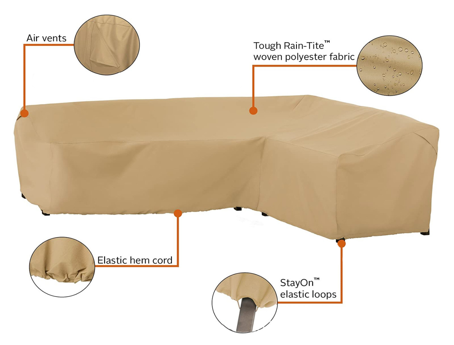Amazon Hot Corner Sofa Cover Heavy duty waterproof Heavy V-shaped sofa Patio sofa cover durable