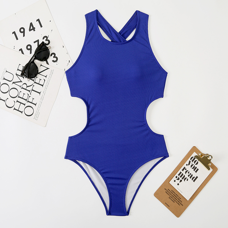 [Factory Direct Sales] New Amazon Cross-Border Solid Color Sexy One-Piece Swimsuit Foreign Trade Backless Bikini 2022 European And American Swimsuit Women's Swimsuit Manufacturers Wholesale Bikini