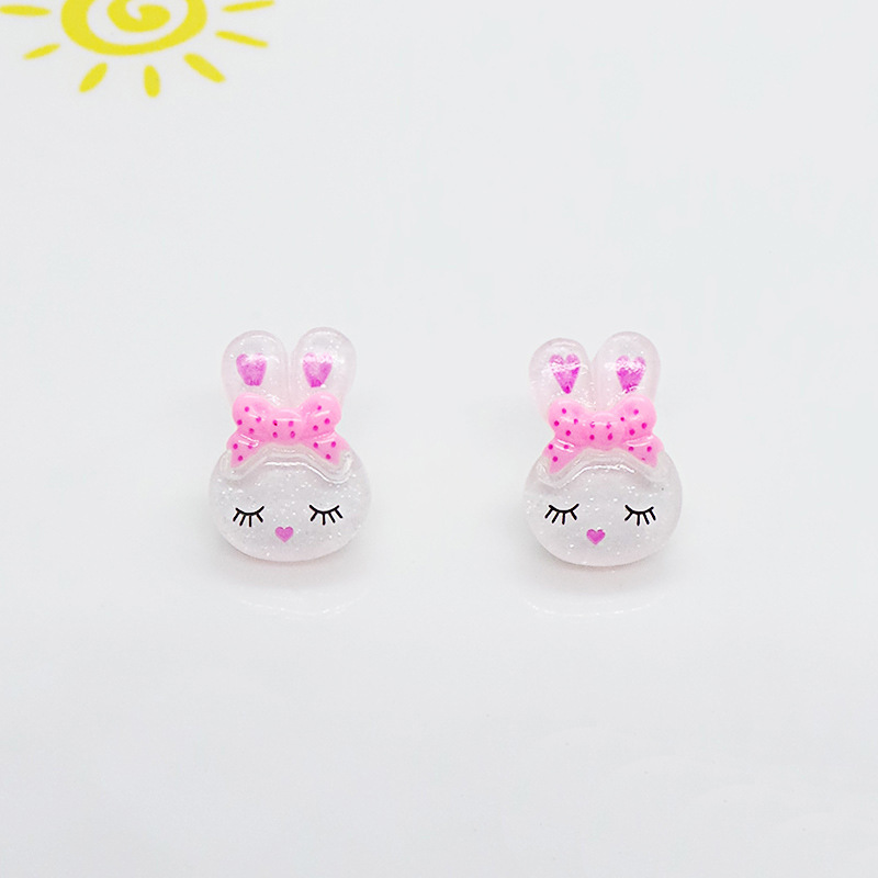 (Pack 500) Jelly Transparent Long Ears Small Cute Rabbit Cartoon Doll Rabbit Head Resin Patch Diy Mobile Phone Case Key Chain Pendant Material Accessories