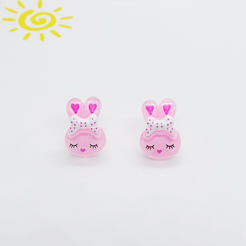 (Pack 500) Jelly Transparent Long Ears Small Cute Rabbit Cartoon Doll Rabbit Head Resin Patch Diy Mobile Phone Case Key Chain Pendant Material Accessories details Picture