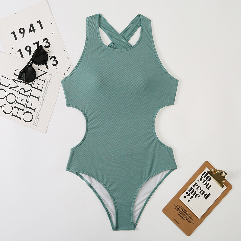 [Factory Direct Sales] New Amazon Cross-Border Solid Color Sexy One-Piece Swimsuit Foreign Trade Backless Bikini 2022 European And American Swimsuit Women's Swimsuit Manufacturers Wholesale Bikini details Picture