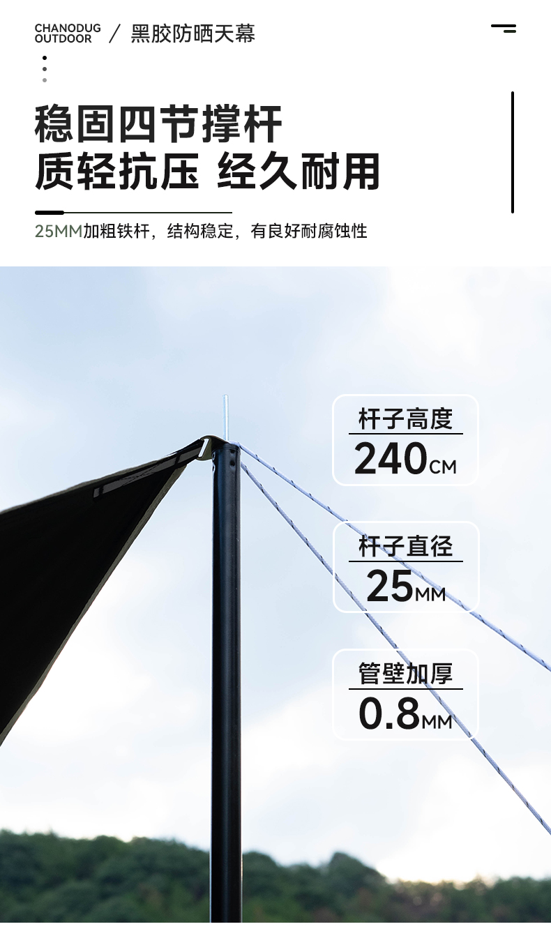 Xanuoduoji outdoor black rubber hexagonal canopy camping thickened rainproof, sunshade and portable simple canopy pic 18