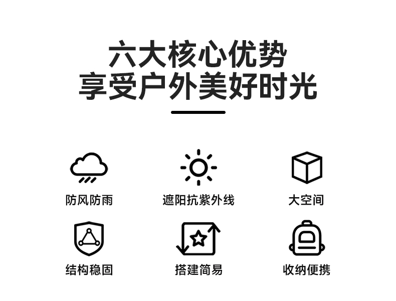 Xanuoduoji outdoor black rubber hexagonal canopy camping thickened rainproof, sunshade and portable simple canopy pic 13