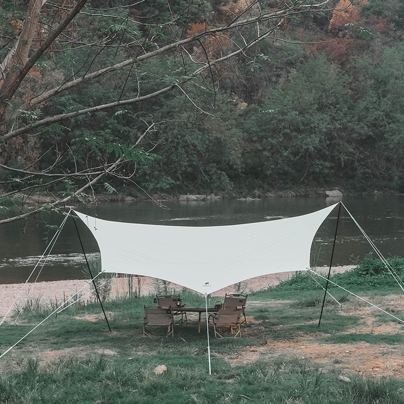 Xanuoduoji outdoor black rubber hexagonal canopy camping thickened rainproof, sunshade and portable simple canopy Item Picture